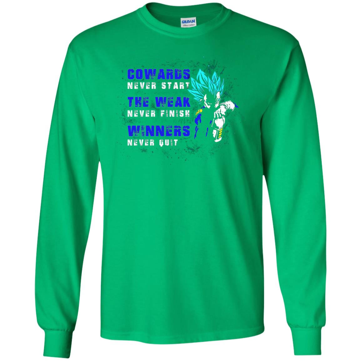 Cowards Never Start The Weak Never Finish Comic T-shirt Irish Green
