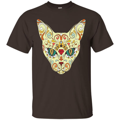 Cat Sugar Skull Design T-shirt Dark Chocolate