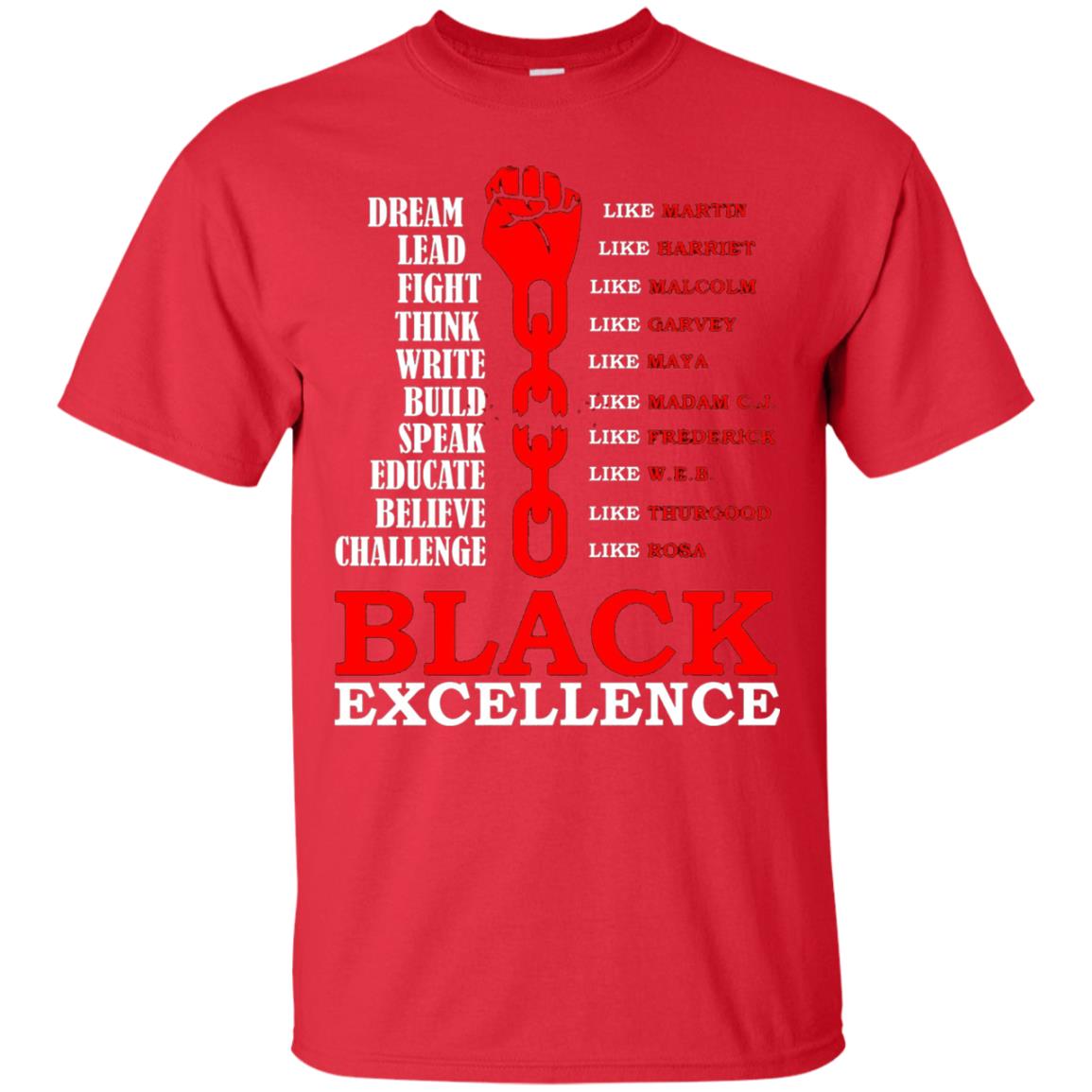 Black Excellence Black Af Proud African American T-shirt Red