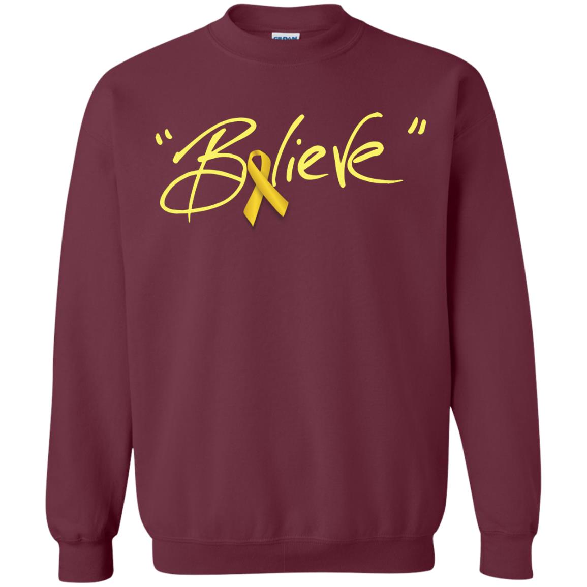 Childhood Cancer Awareness Shirt Gold Ribbon Believe Maroon