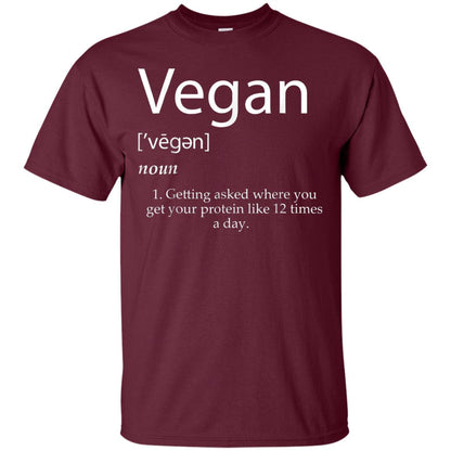 Vegan Definition Shirt Funny Veganism Protein Cookbook Maroon