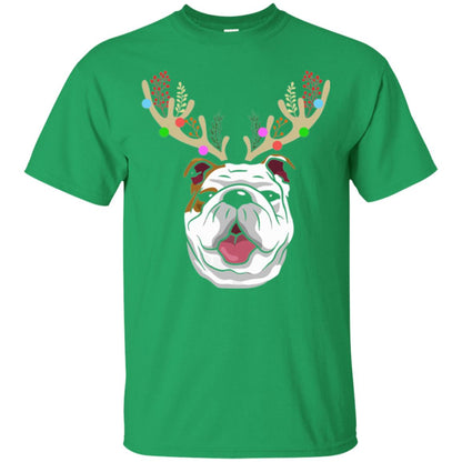 Dog Lovers T-shirt Funny Bulldogs With Antlers Irish Green