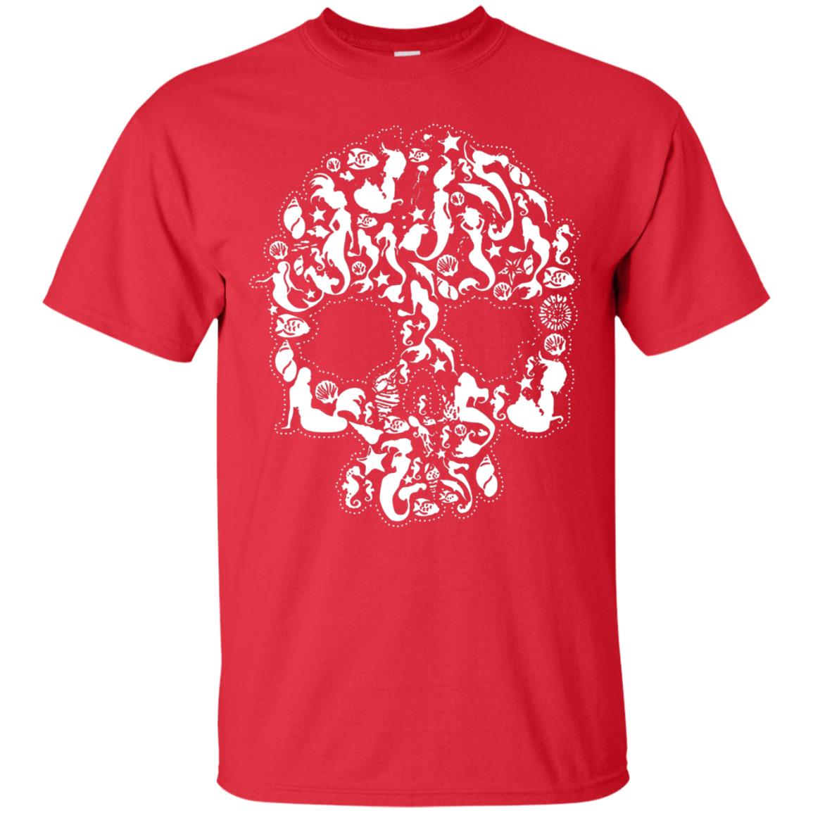 Mermaid Skull T-shirt Red