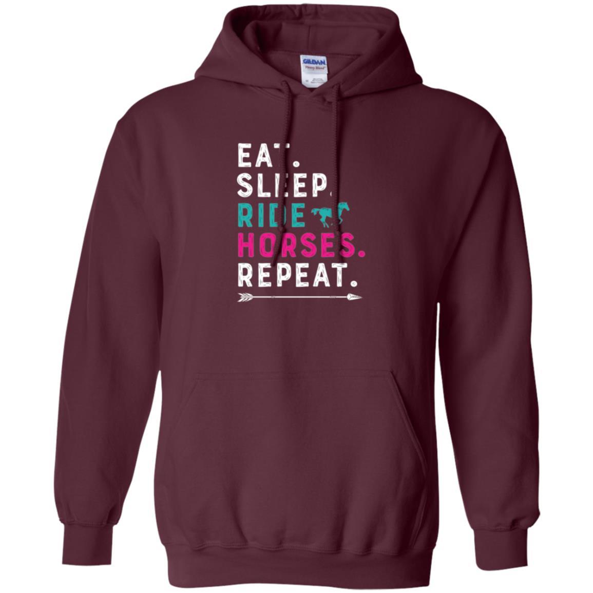 Horseback Riding T-shirt Eat Sleep Ride Horses Repeat Maroon