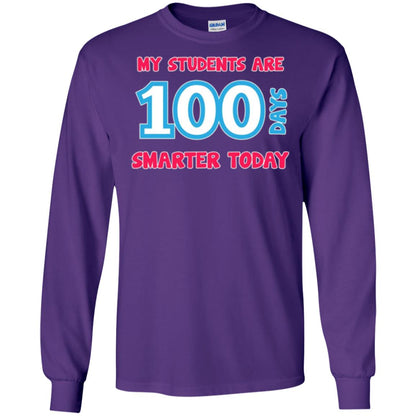 My Students Are 100 Days Smarter Today Students Teachers T-shirt Purple