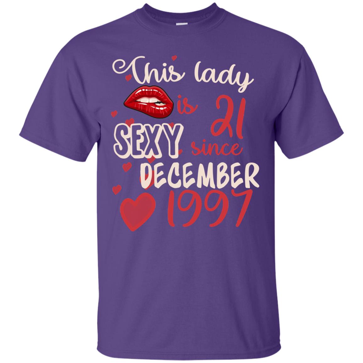 This Lady Is 21 Sexy Since December 1997 21st Birthday Shirt For December Womens Purple