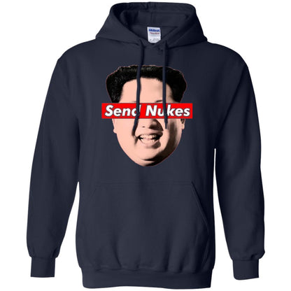 Funny Parody Novelty T-shirt Send Nukes Kim Jong Un Navy