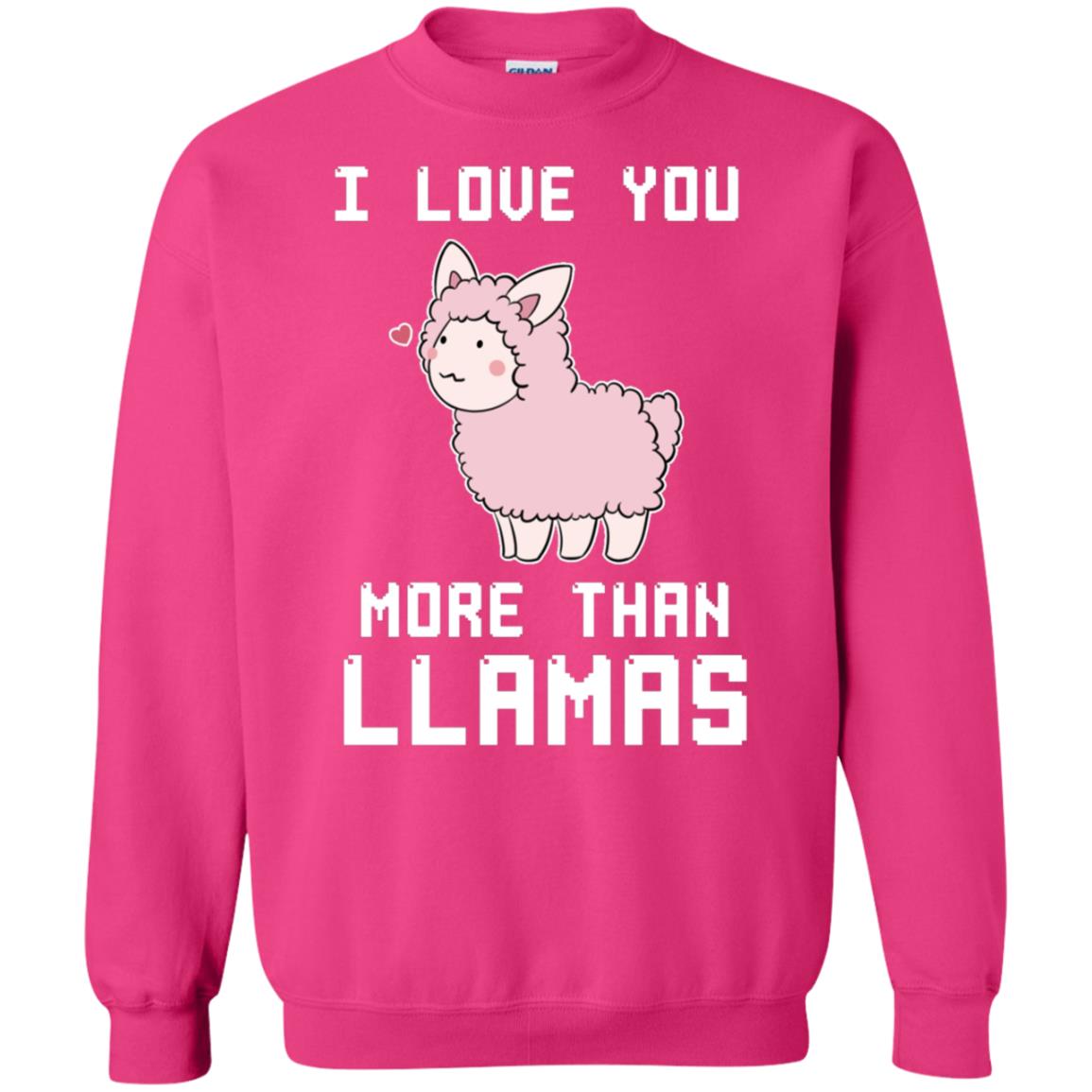 I Love You More Than Llamas Valentines Day Shirt Heliconia