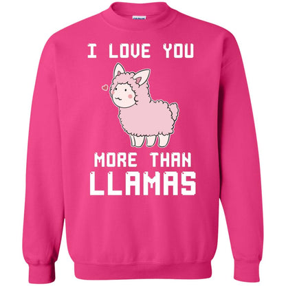 I Love You More Than Llamas Valentines Day Shirt Heliconia