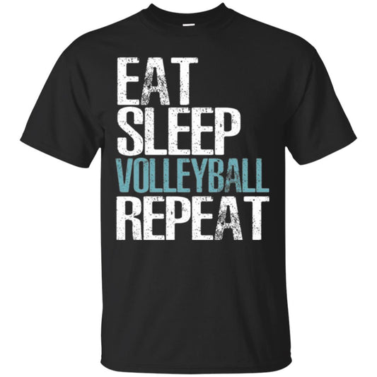Volleyball T-shirt Eat Sleep Volleyball Repeat Black