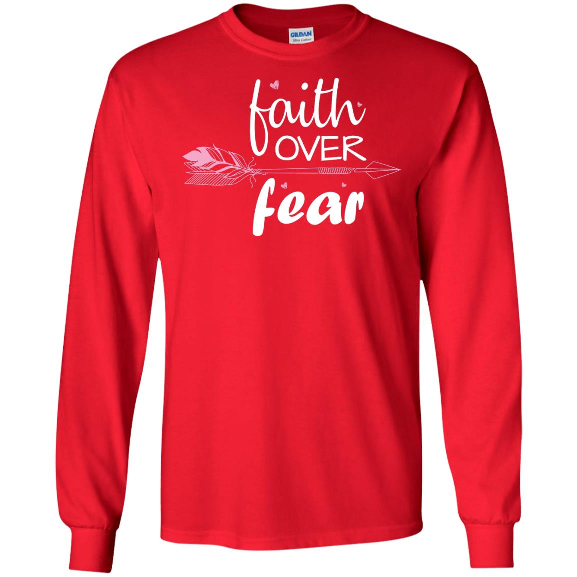 Faith Over Fear Arrow Christian Shirt Red