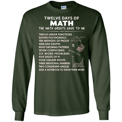 Math T-shirt Twelve Days Of Math Forest Green