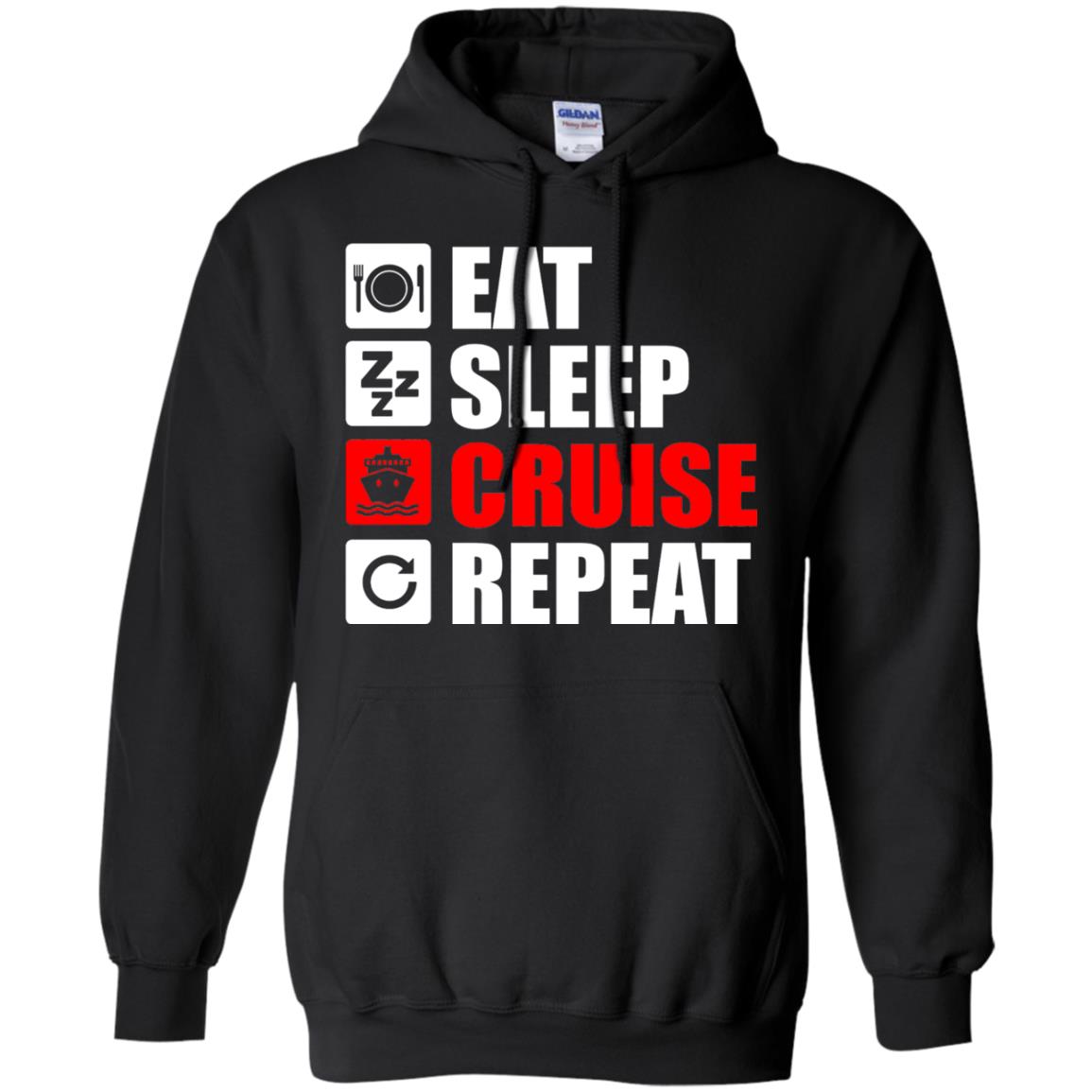 Eat Sleep Cruise Repeat Summer Vacation T-shirt Black