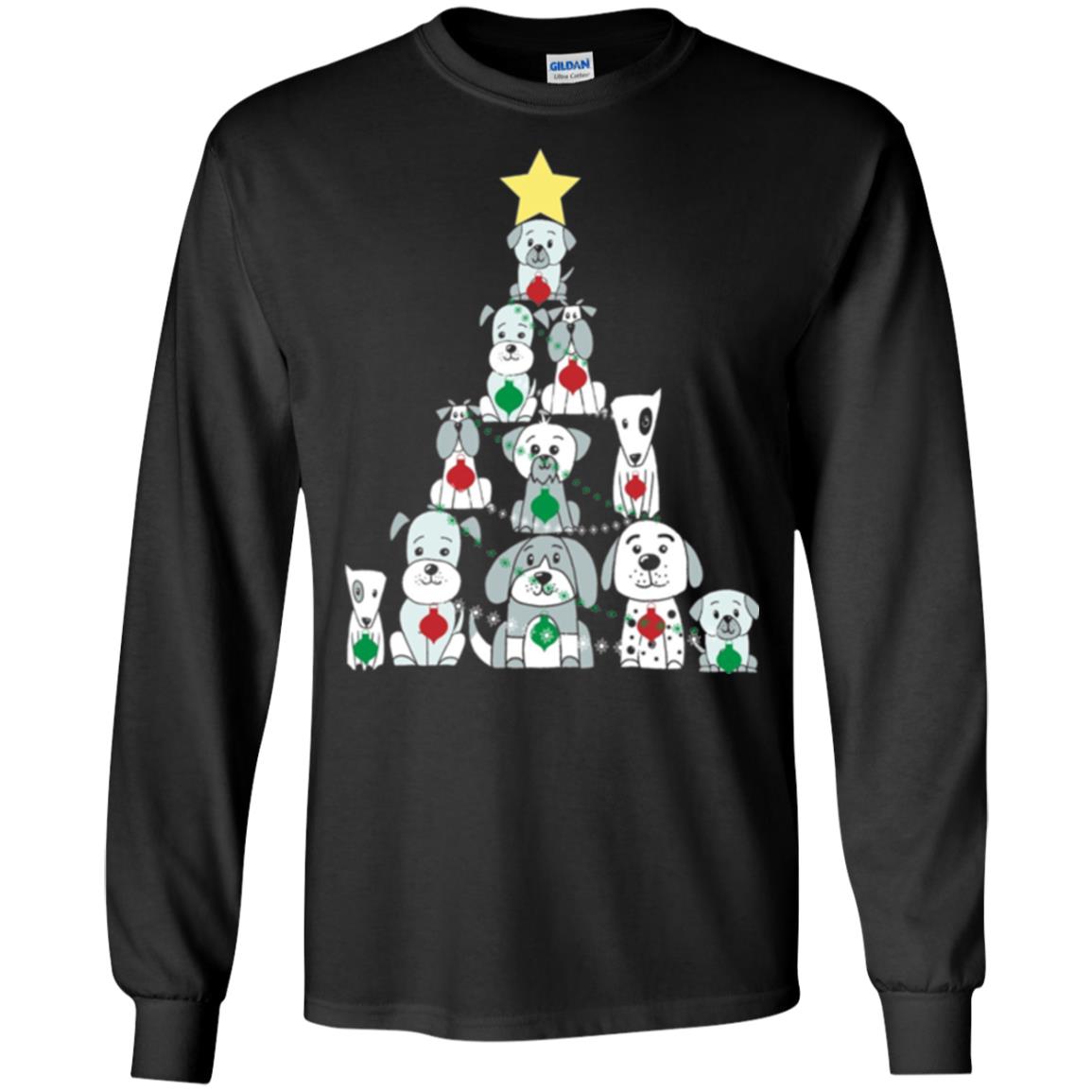Dogs Lovers T-shirt Christmas Tree By Dogs Black