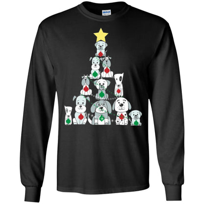 Dogs Lovers T-shirt Christmas Tree By Dogs Black