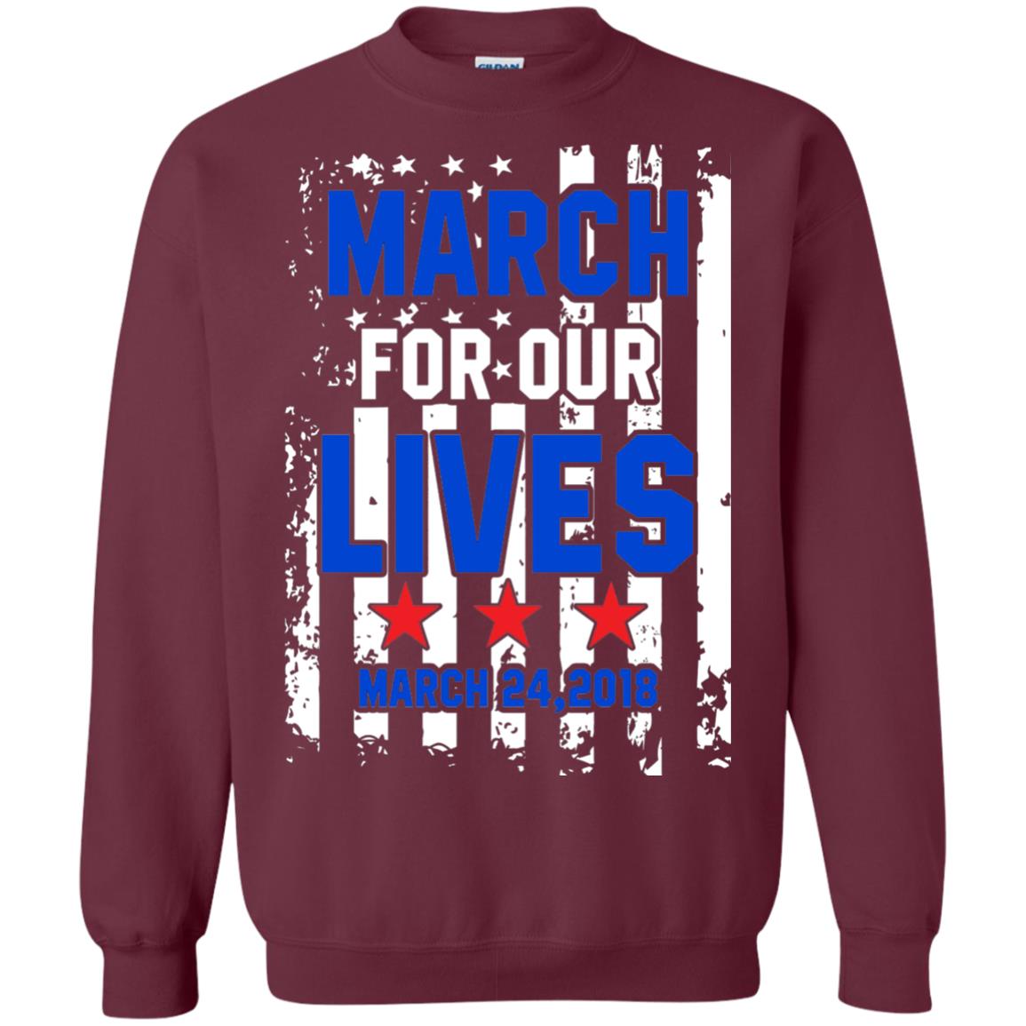 March For Our Lives With American Flag Gun Control T-shirt Maroon