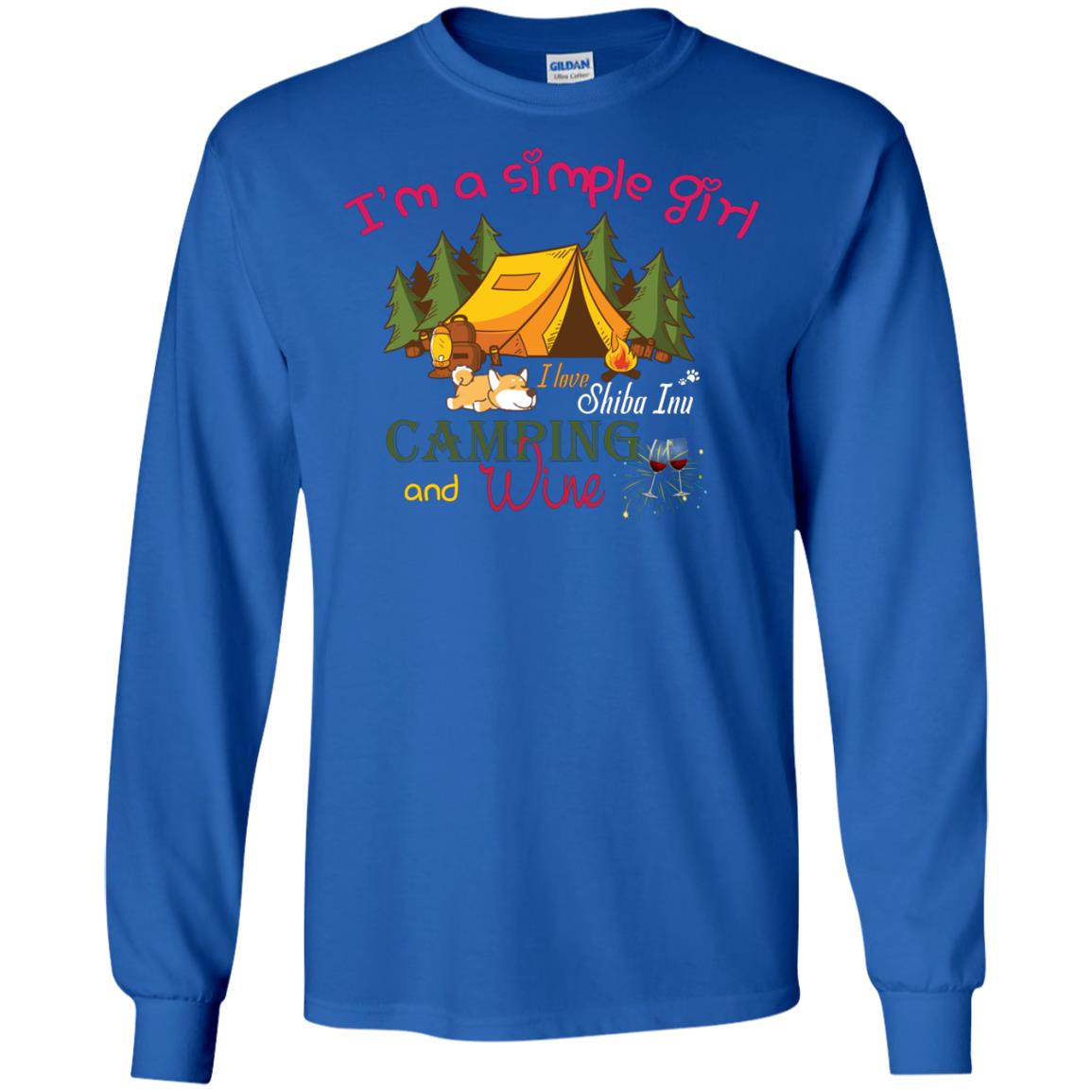 I’m A Simple Girl I Love Shiba Inu Camping And Wine Shirt Royal