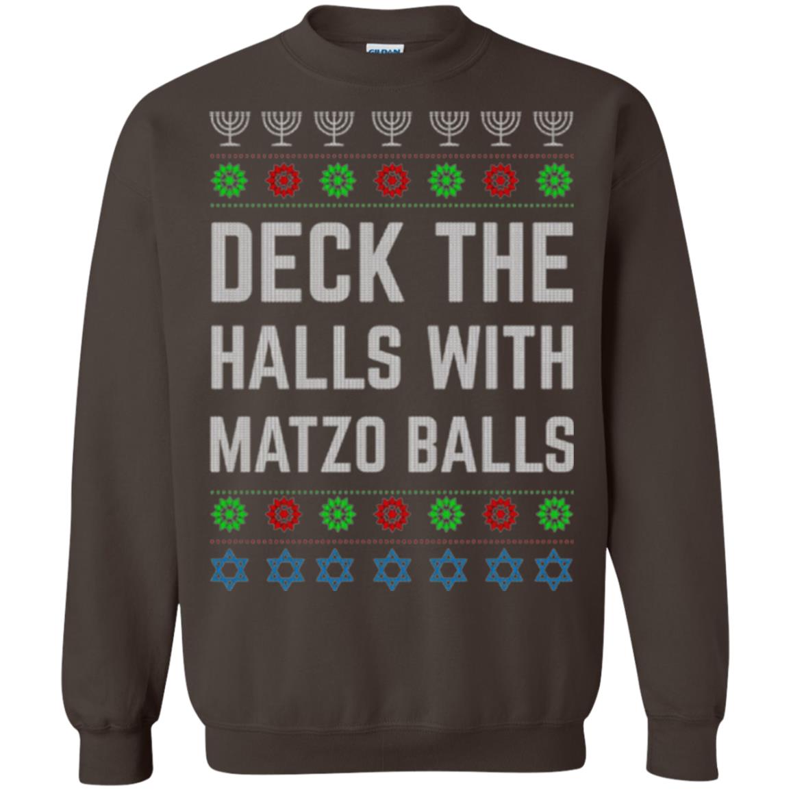 Christmas T-shirt Deck The Halls With Matzo Balls Dark Chocolate