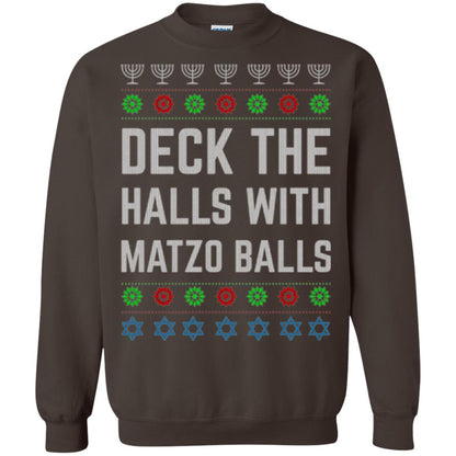 Christmas T-shirt Deck The Halls With Matzo Balls Dark Chocolate