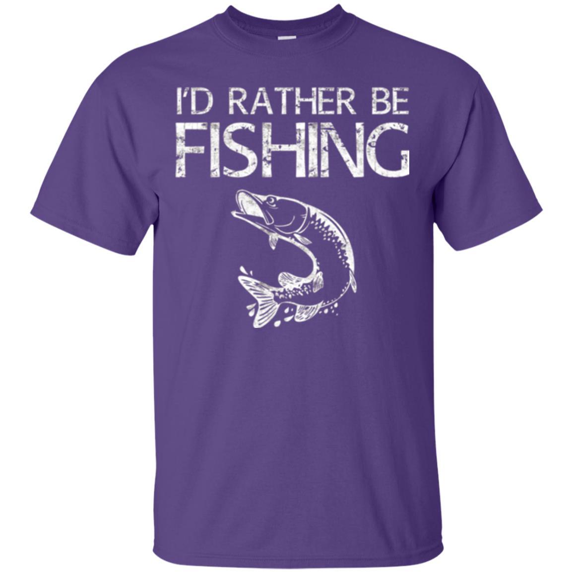 Fisherman T-shirt I'd Rather Be Fishing Purple