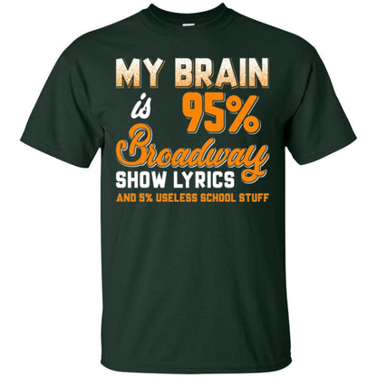 Musical Theatre T-shirt My Brain 95% Broadway Show Lyrics Forest Green