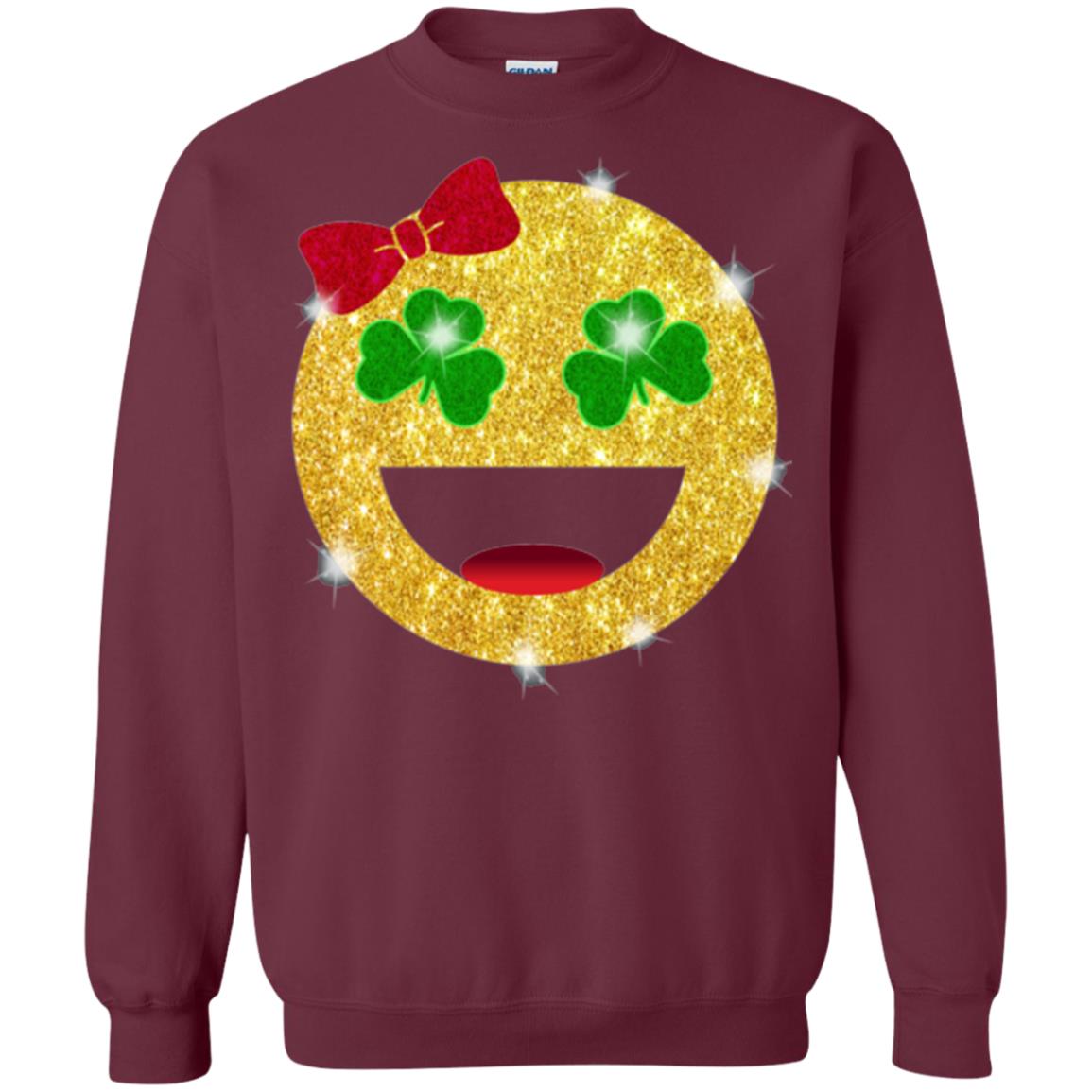 Happy Gold Blink Emoji Saint Patrick's Day T-shirt Maroon