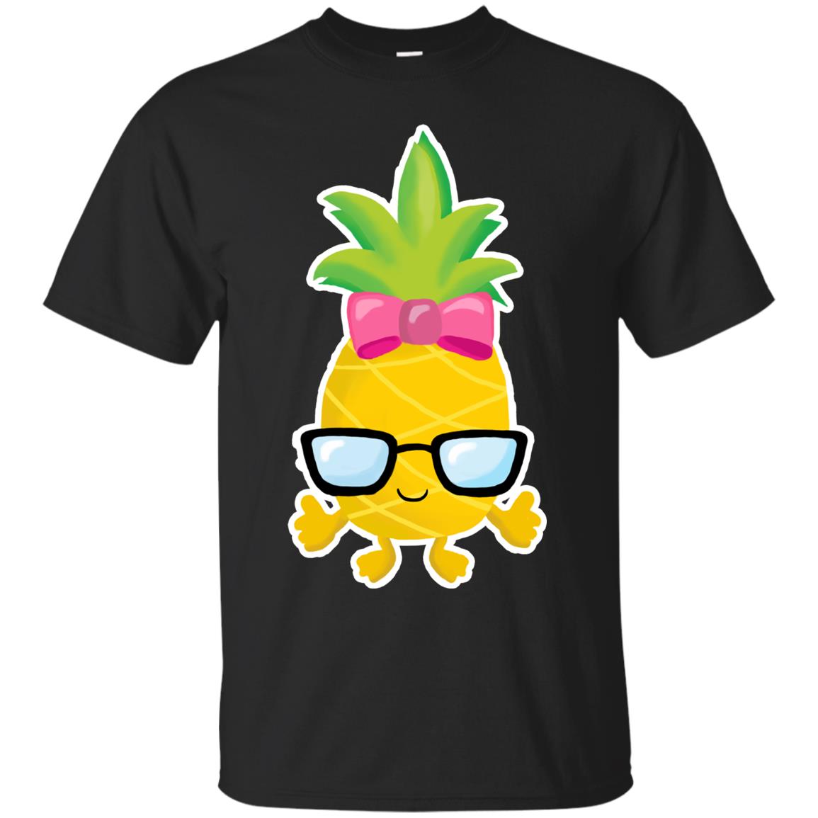 Funny Pineapple With Glasses For Girls Womens Shirt Black