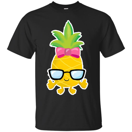 Funny Pineapple With Glasses For Girls Womens Shirt Black