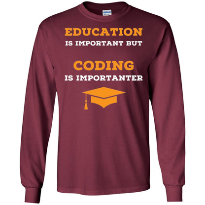 Education Is Important But Coding Is Importanter Coder T-shirt Maroon
