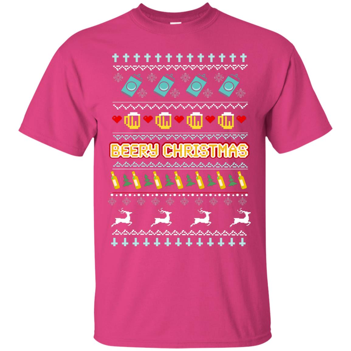 Beery Christmas Merry X-mas Beer Drinking Lovers Gift Shirt Heliconia