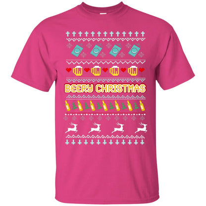 Beery Christmas Merry X-mas Beer Drinking Lovers Gift Shirt Heliconia