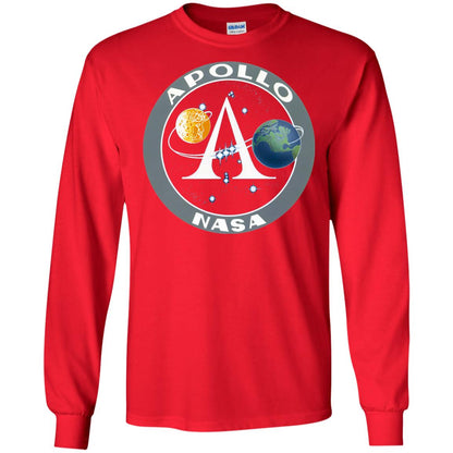Apollo Program Moon Landing Patch Print Nasa Astronomy T-shirt Red