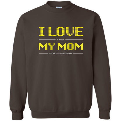Family T-shirt I Love My Mom Let's Me Play Video Games Dark Chocolate