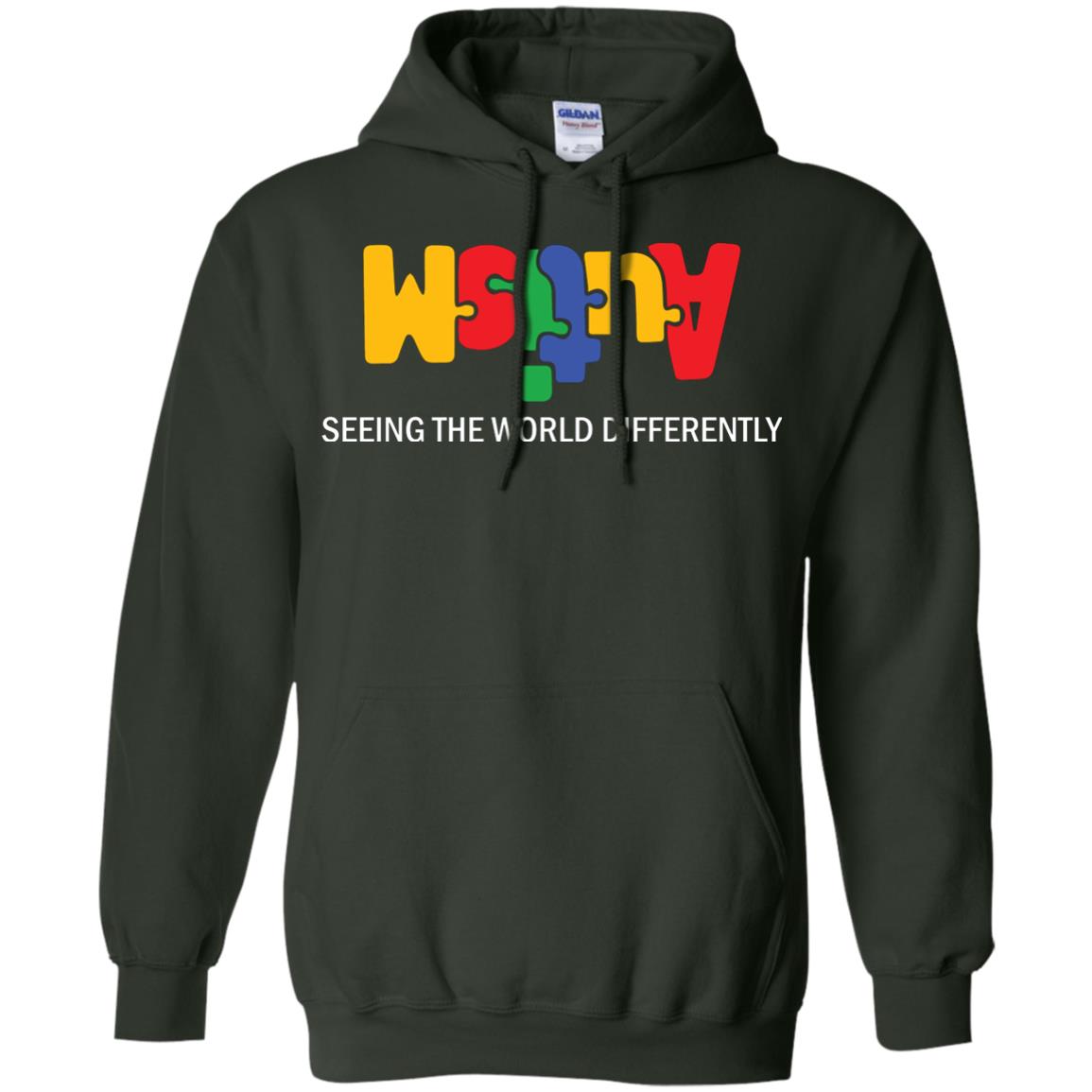 Autism Awareness T-shirt Seeing The World Differently Forest Green