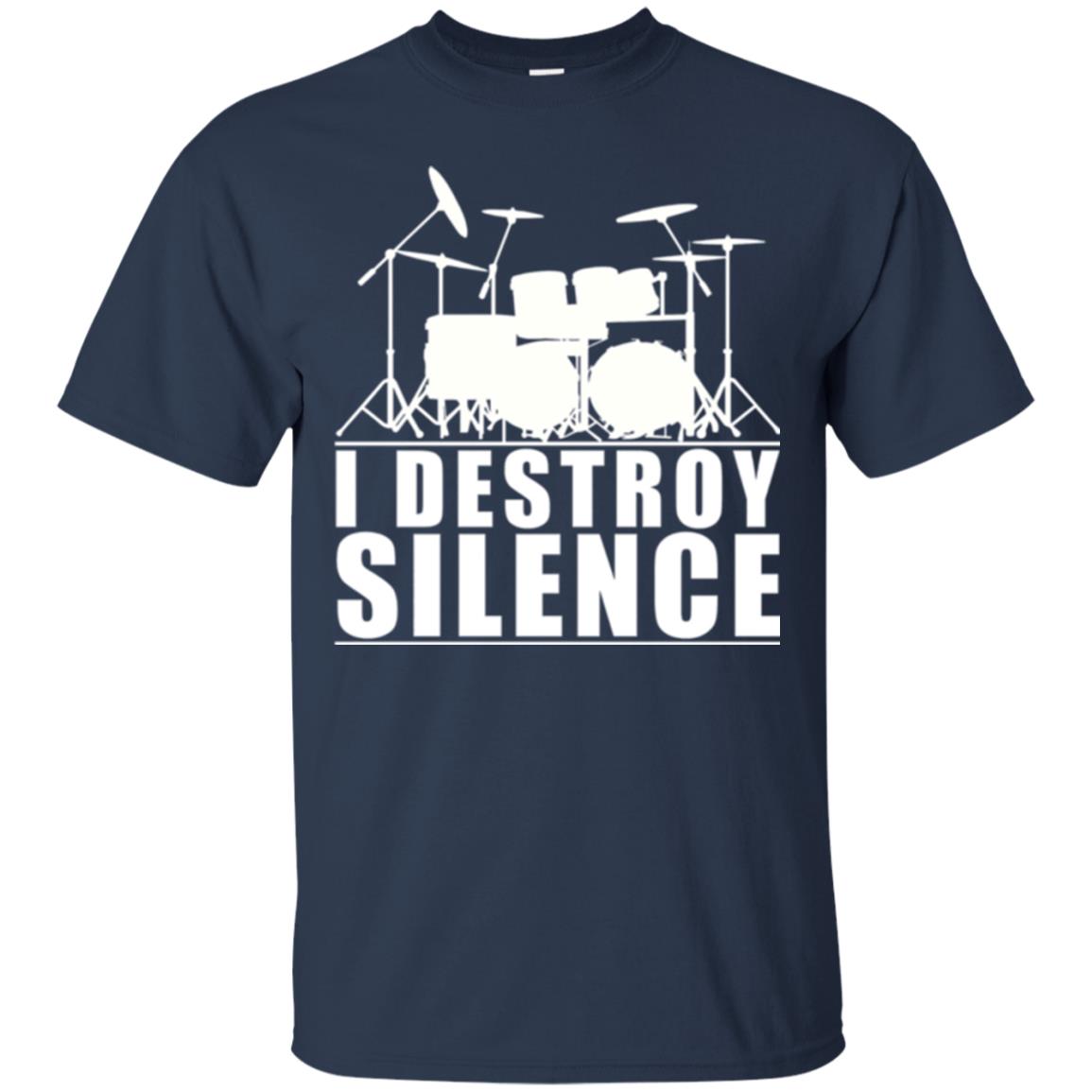 Drums Lover T-shirt I Destroy Silence Navy