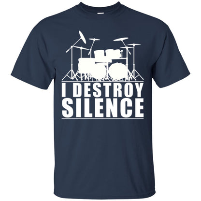 Drums Lover T-shirt I Destroy Silence Navy