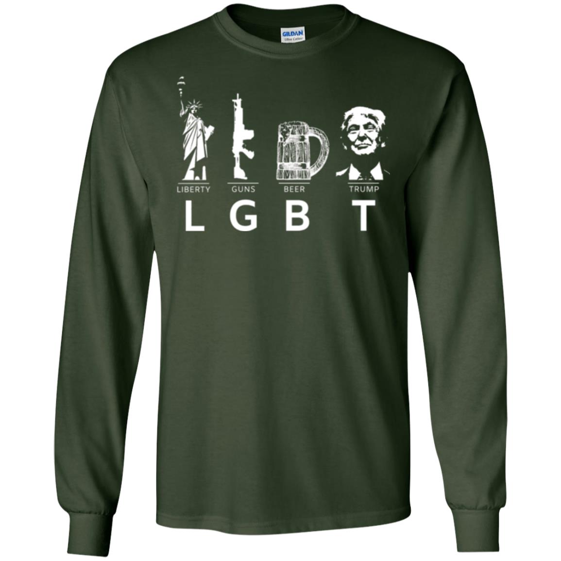 Lgbt T-shirt Liberty Guns Beer Trump Forest Green