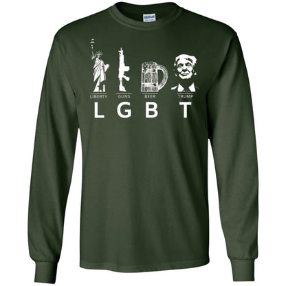 Lgbt T-shirt Liberty Guns Beer Trump Forest Green