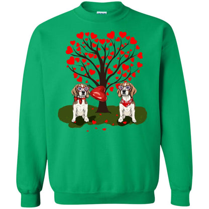 Valentine Beagle Couple Heart Tree Shirt Irish Green