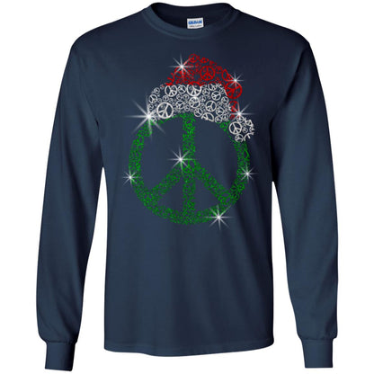 Peace Sign With Santa Ha Christmas Idea Gift Shirt Navy