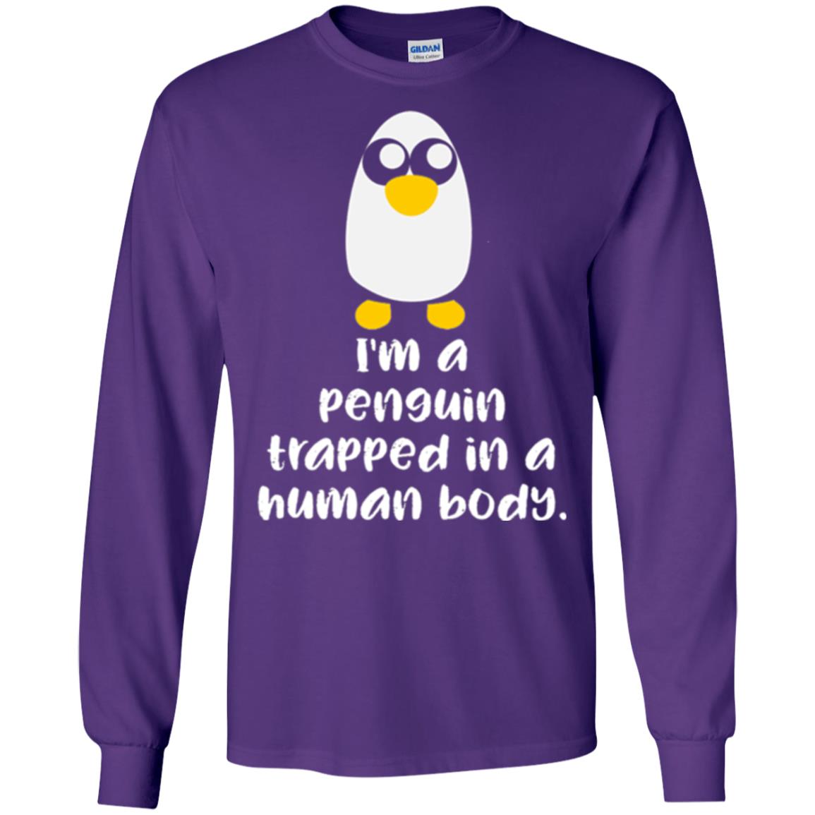 Penguin Lovers T-shirt I_m A Penguin Trapped In A Human Body Purple