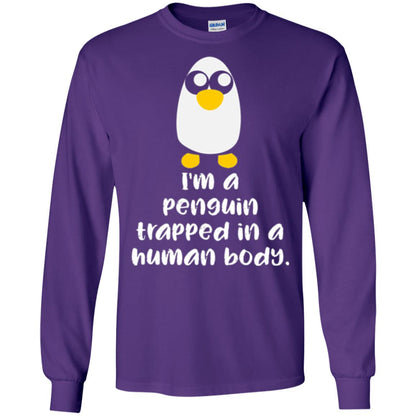 Penguin Lovers T-shirt I_m A Penguin Trapped In A Human Body Purple
