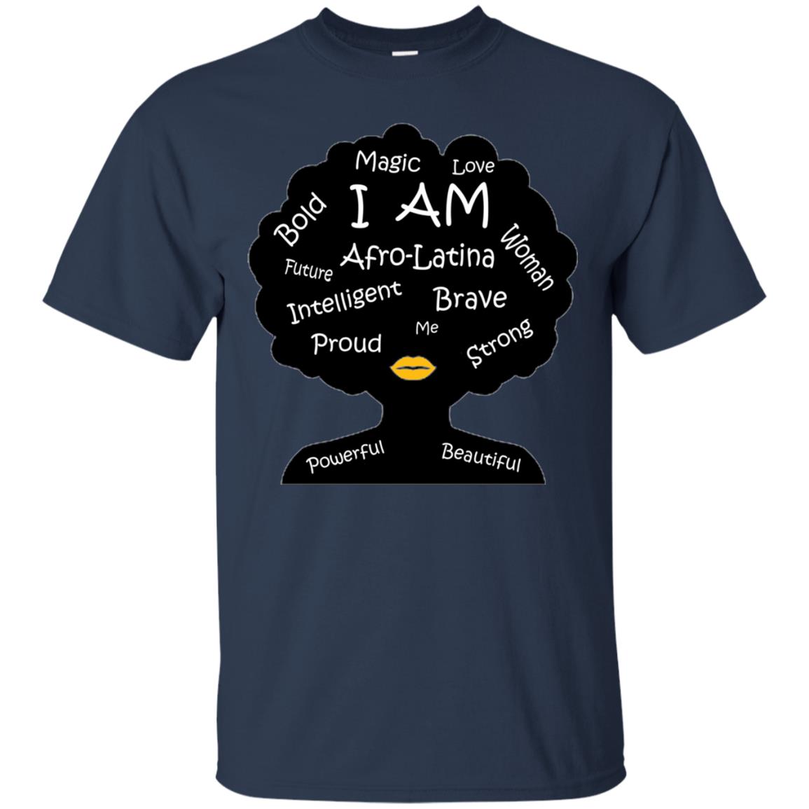 Unisex Bold Afro Latina Proud Black Spanish Culture T-shirt Navy