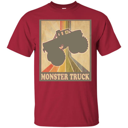 Vintage Big Size Truck Tee Retro Monster Truck T Shirt Cardinal