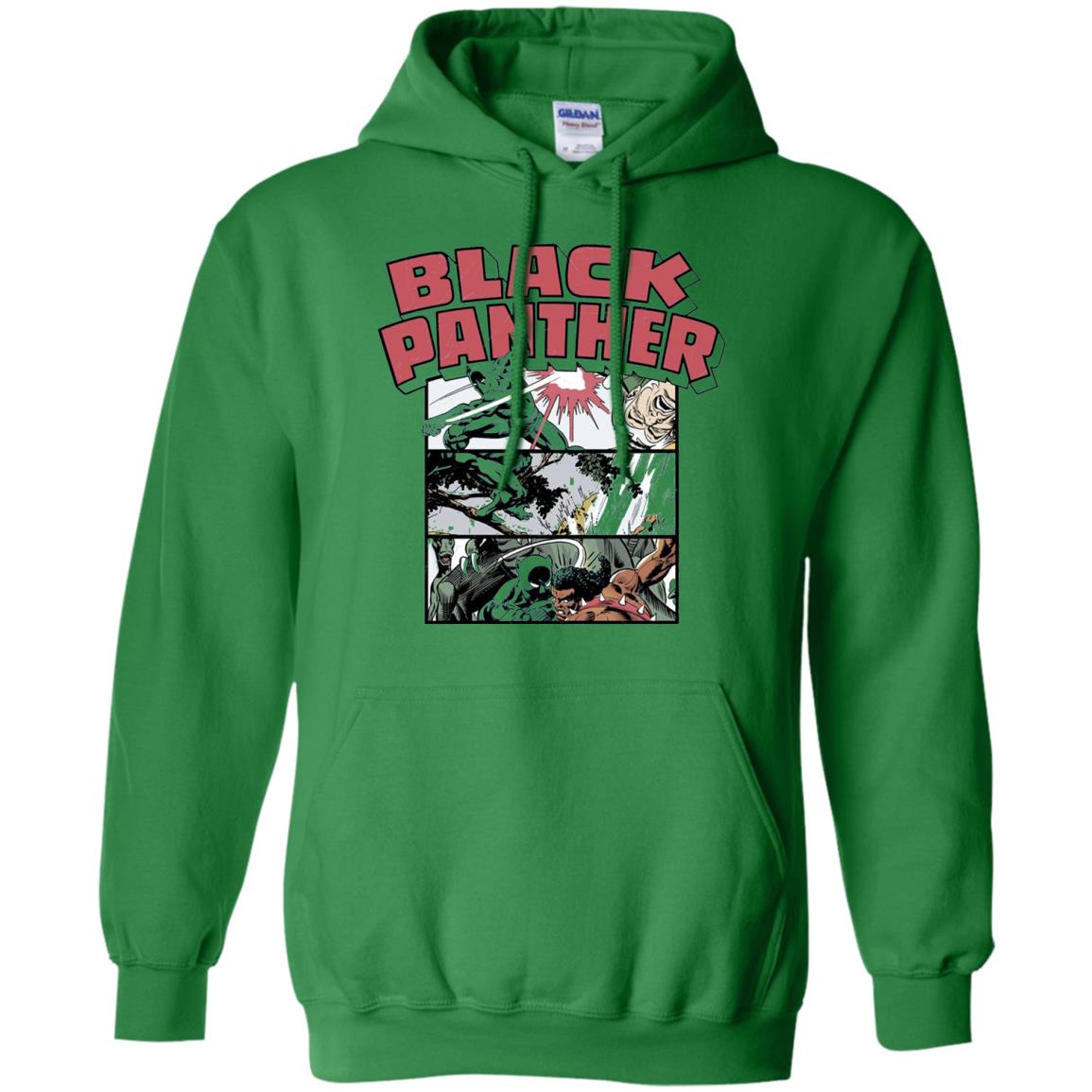 Black Panther Retro Comic Stacked Panel Art T-shirt Irish Green