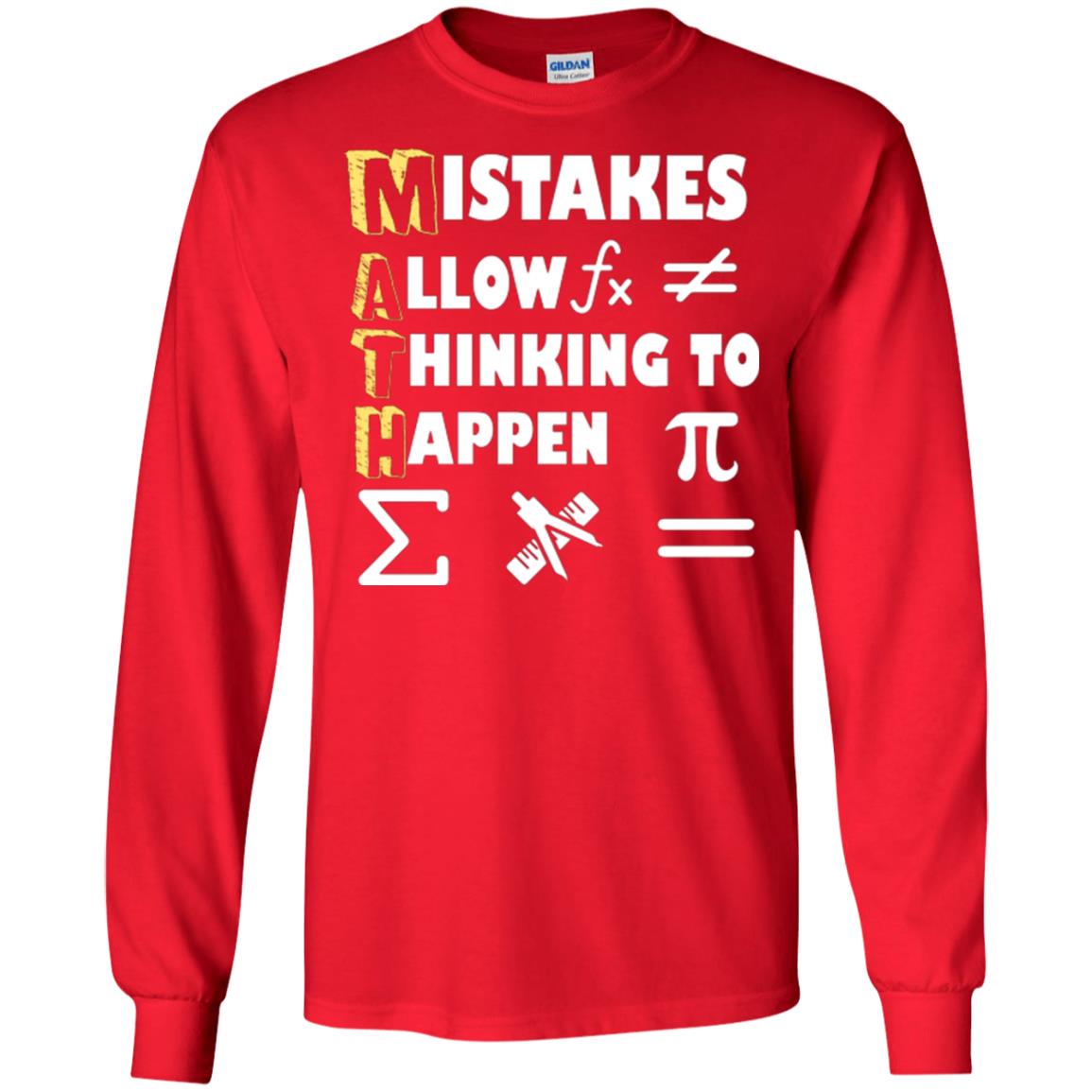 Math Lover T-shirt Mistakes Allow Thinking To Happen Red