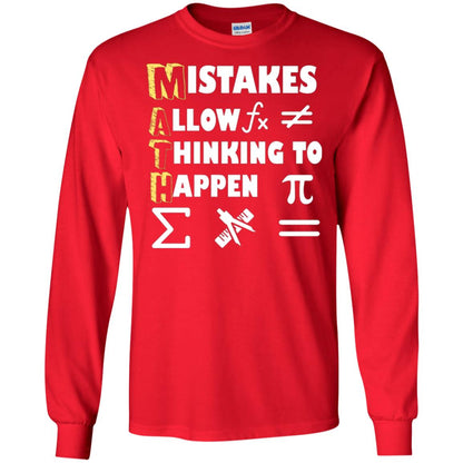 Math Lover T-shirt Mistakes Allow Thinking To Happen Red