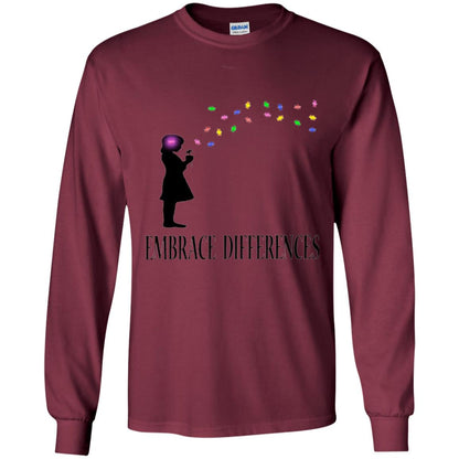 Autism Awareness T-shirt Embrace Differences T-shirt Maroon