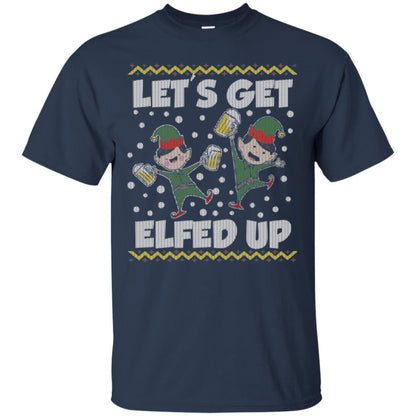 Christmas T-shirt Let's Get Elfed Up Navy
