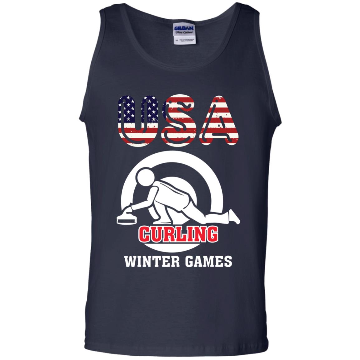 Usa Curling Winter Games Curling Lover T-shirt Navy